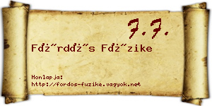 Fördős Füzike névjegykártya
